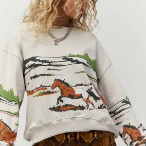 Daydreamer Running Horses Oversized Crewneck from Free People